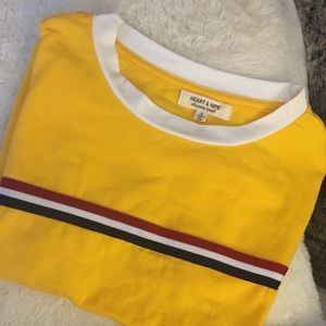 NWOT Yellow Striped Crop Top Tee